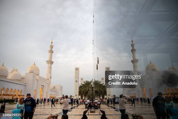 View of Sheikh Zayed Grand Mosque, built in the memory of Former President and founder of UAE Zayed bin Sultan Al Nahyan and being opened to worship...