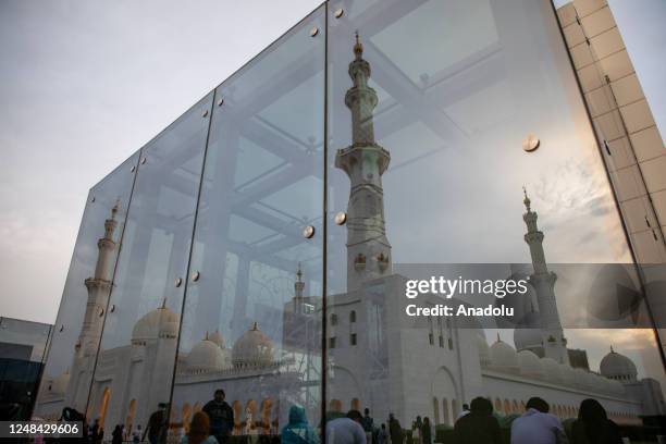 View of Sheikh Zayed Grand Mosque, built in the memory of Former President and founder of UAE Zayed bin Sultan Al Nahyan and being opened to worship...