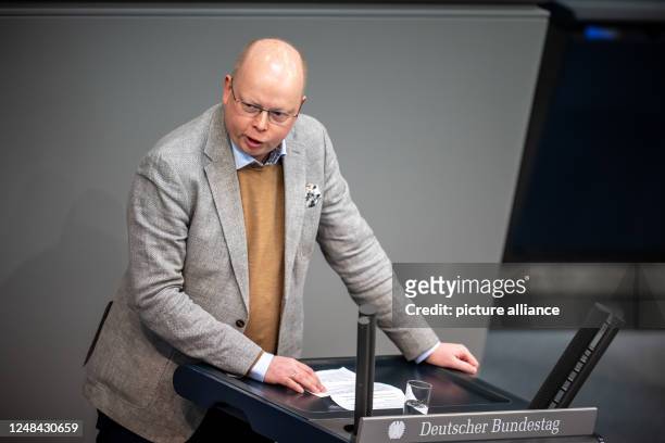 March 2023, Berlin: Stefan Seidler speaks in the Bundestag. The vote on the reform of the Federal Election Act is intended to reduce the size of...
