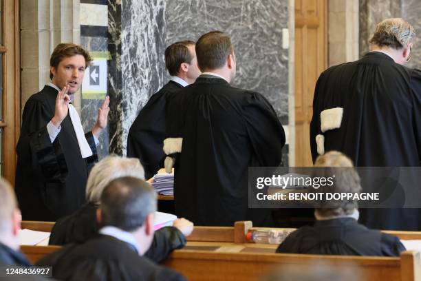 Lawyer Dimitri de Beco pictured at the start of the trial against a gang accused of fixing tennis matches, before the correctional court, in...