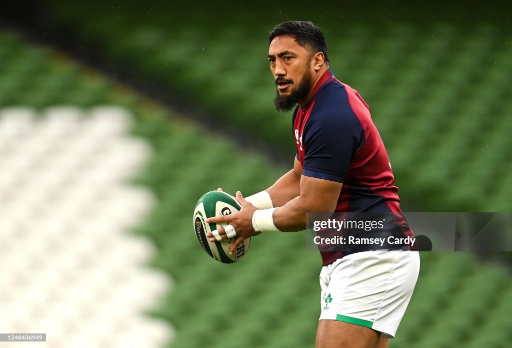 Irish Rugby Running Dublin , Ireland - 17 March 2023; Bundee Aki during the Ireland rugby ...
