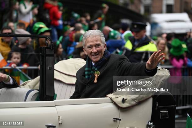 International guest of honour actor Patrick Duffy attends the St Patrick's Day Parade on March 17, 2023 in Dublin, Ireland. 17th March is the feast...