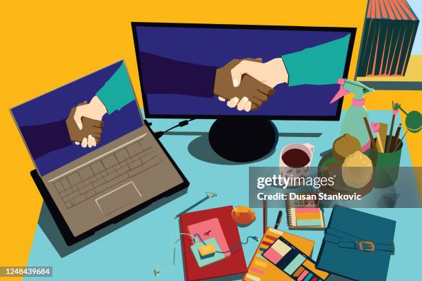 home office workspace - freelance work stock illustrations