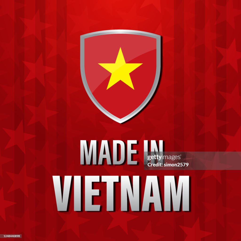 Made in Vietnam emblem with Vietnamese flag