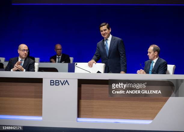 Spain's Banco Bilbao Vizcaya Argentaria chairman Carlos Torres attends the bank's general shareholders' meeting in the Spanish Basque city of Bilbao,...