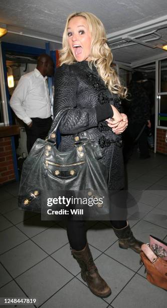 Jennifer Ellison is seen leaving the Comedy Theatre, following her performance in a production of West End show 'Boeing Boeing' on November 6, 2007...