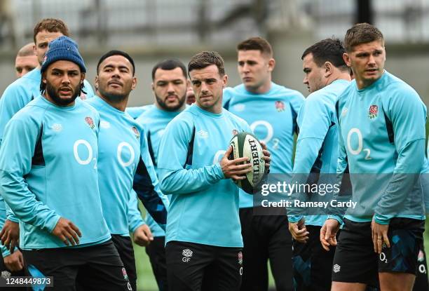 Dublin , Ireland - 17 March 2023; George Ford and Owen Farrell during England rugby captain's run at the Aviva Stadium in Dublin.