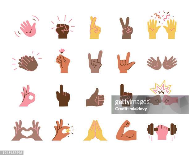 ilustraciones, imágenes clip art, dibujos animados e iconos de stock de emoji a mano - hand