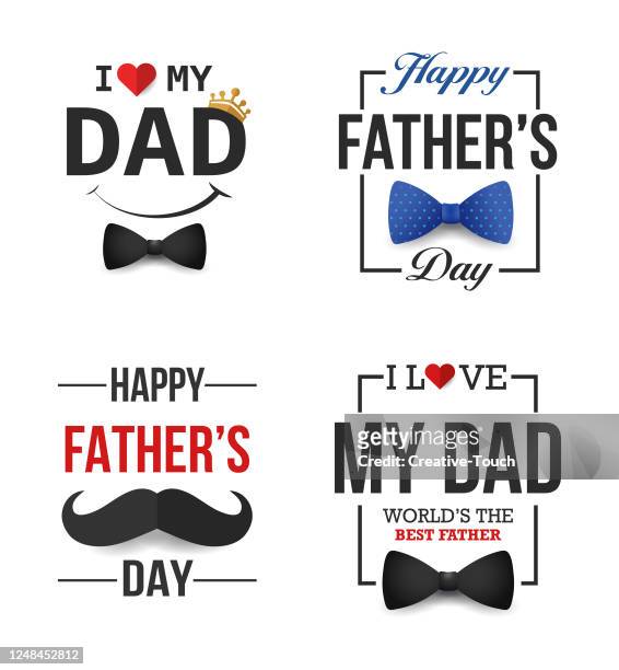 bildbanksillustrationer, clip art samt tecknat material och ikoner med fatherâs dag logotyper - fathers day