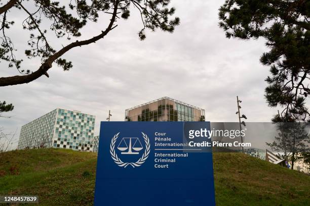 The exterior of the International Criminal Court is seen on March 17, 2023 in The Hague, Netherlands. The ICC alleged the Russian president bore...