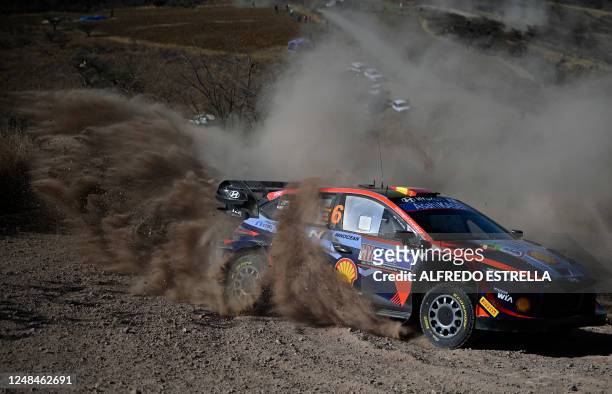 Spanish driver Dani Sordo and Spanish co-driver Candido Carrera of Hyundai Shell Mobis compete during the WRC Guanajuato Rally Mexico, part of the...
