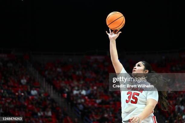 Alissa Pili of the Utah Utes lays the ball up during the second half of the game against the Gardner-Webb Runnin' Bulldogs in the first round of the...