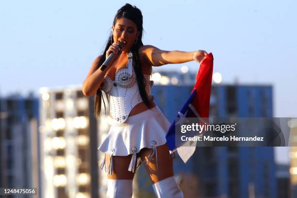 Kali Uchis performs during day one of Lollapalooza Chile 2023 on March 17, 2023 in Santiago, Chile.