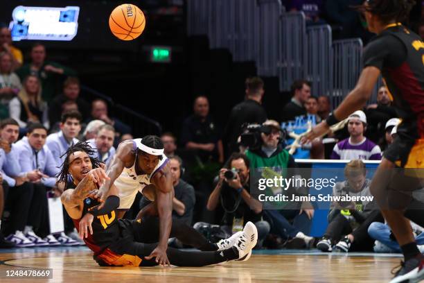 Frankie Collins of the Arizona State Sun Devils passes the ball against the TCU Horned Frogs during the first round of the 2023 NCAA Men's Basketball...