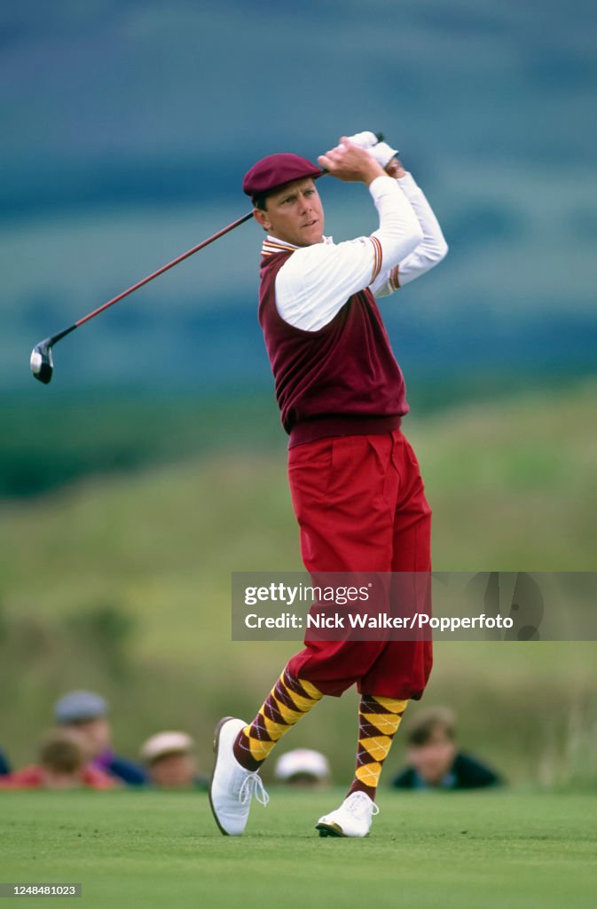 Payne Stewart of the United States tees off the 3rd hole during the