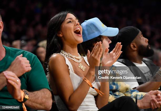 Eiza González attends a basketball game between Dallas Mavericks and Los Angeles Lakers at Crypto.com Arena on March 17, 2023 in Los Angeles,...