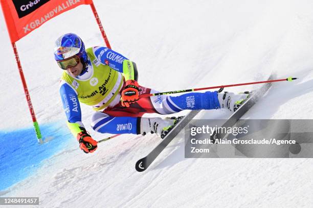 Alexis Pinturault of Team France in action during the Audi FIS Alpine Ski World Cup Finals Men's Giant Slalom on March 18, 2023 in Soldeu, Andorra.