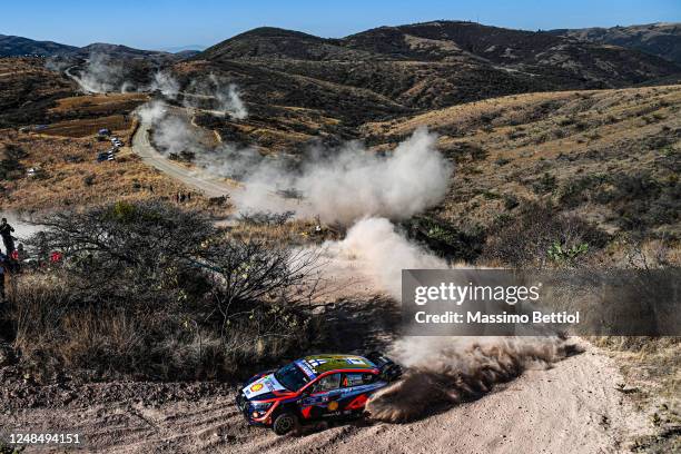 Esapekka Lappi of Finland and Janne Ferm of Finland are competing with their Hyundai Shell Mobis WRT Hyundai i20 N Rally1 Hybrid during Day Two of...