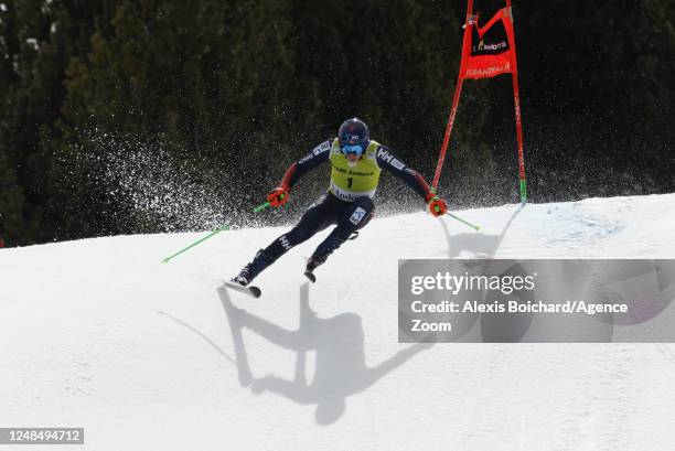 Henrik Kristoffersen of Team Norway competes during the Audi FIS Alpine Ski World Cup Finals Men's Giant Slalom on March 18, 2023 in Soldeu, Andorra.