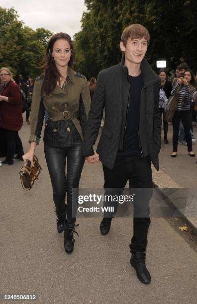 Kaya Scodelario and Elliott Tittensor attend the Burberry Prorsum party during London Fashion Week Spring/Summer 2012 on September 19, 2011 in...