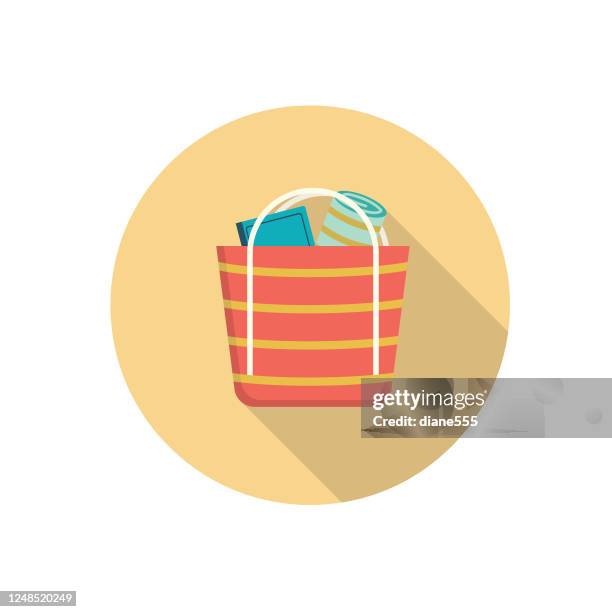 beach bag summer icon with shadow - beach bag stock illustrations