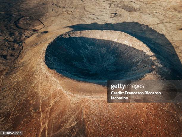 calderon hondo, volcanic crater from above. fuerteventura - francesco riccardo iacomino spain stock pictures, royalty-free photos & images