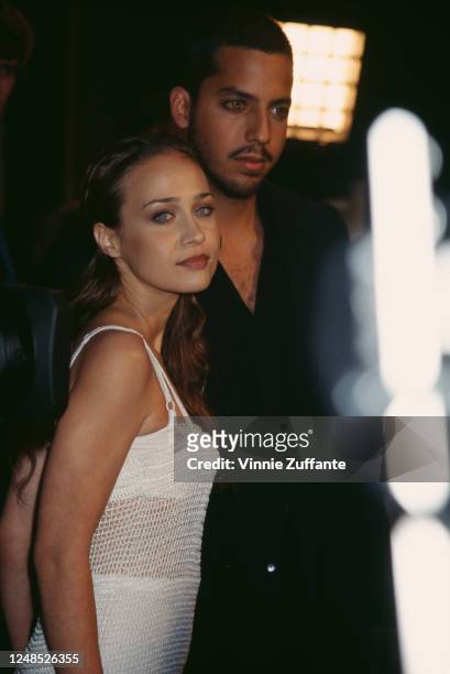 American singer-songwriter Fiona Apple and American illusionist David Blaine attend the 1997 MTV Video Music Awards, held at Radio City Music Hall in...