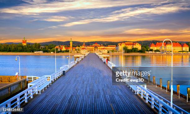 holidays in poland - the pier at dawn in sopot - gdansk stock pictures, royalty-free photos & images