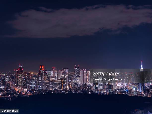 tokyo skyline at night - yoyogi tokyo stock pictures, royalty-free photos & images