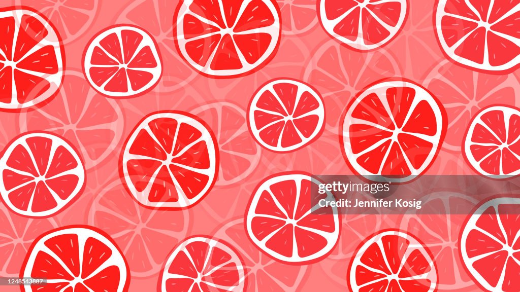 Frische und sommerliche Grapefruit-Muster-Illustration, horizontal