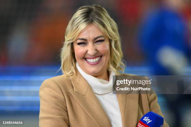 Sky Sports Presenter, Kelly Cates during the Premier League match between Nottingham Forest and Newcastle United at the City Ground, Nottingham on...