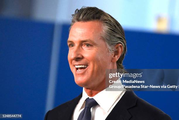 Downey, CA Governor Gavin Newsom speaks about his plan to have insulin available to everyone for 30 dollars during the Tour of the State of...