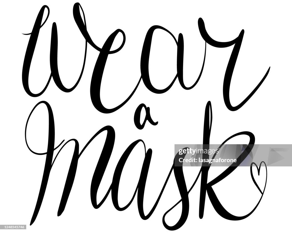 Tragen Sie eine Maske - Hand beschriftet moderne Kalligraphie Vektor