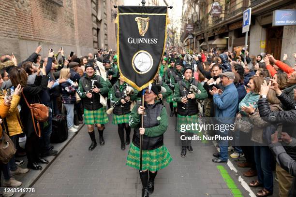 Madrid celebrates St Patrick?s day with a massive parade composed of 300 pipers on 18th March, 2023.