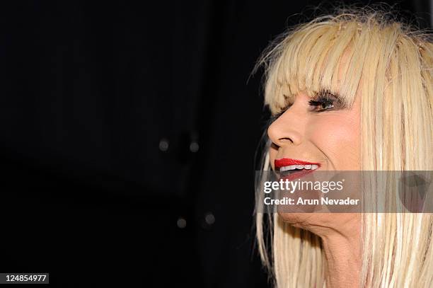 Designer Betsey Johnson backstage at the Betsey Johnson Spring 2012 fashion show during Mercedes-Benz Fashion Week at The Theater at Lincoln Center...