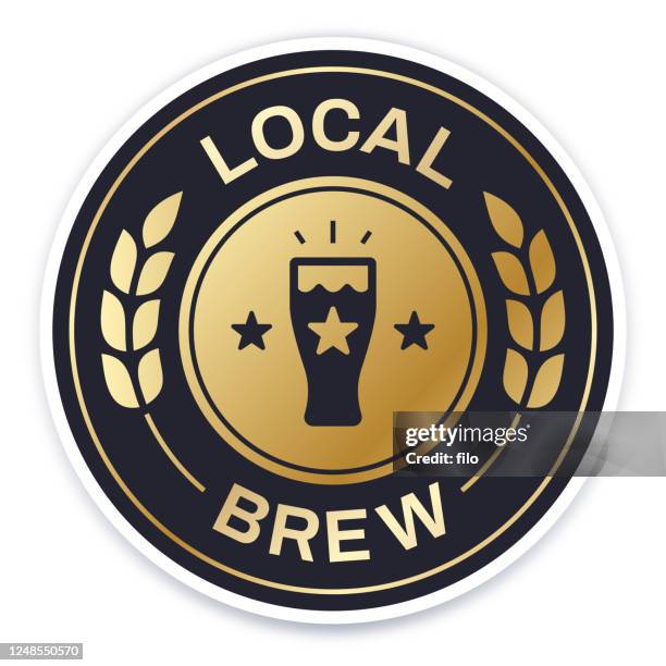 local brew badge - brewing icon stock illustrations