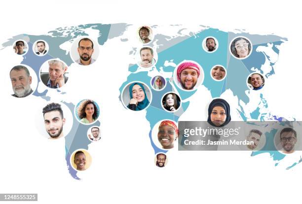 all world in network working together - fotos international portraits stockfoto's en -beelden