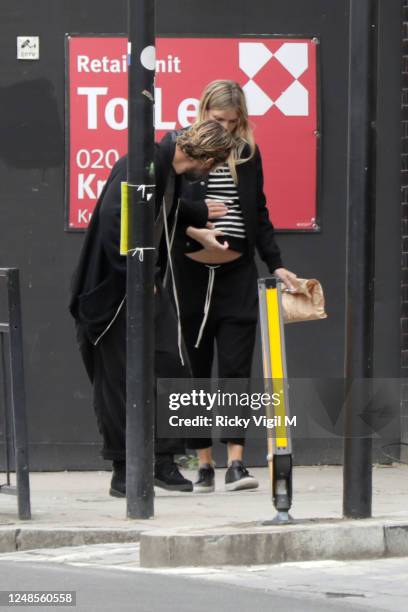 Jude Law and wife Phillipa Coan seen walking around Camden Town after a visit to The Salvation Army on June 09, 2020 in London, England.