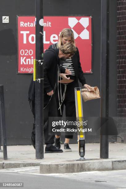 Jude Law and wife Phillipa Coan seen walking around Camden Town after a visit to The Salvation Army on June 09, 2020 in London, England.
