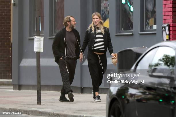 Jude Law and wife Phillipa Coan seen walking around Camden Town after a visit to The Salvation Army on June 09, 2020 in London, England.