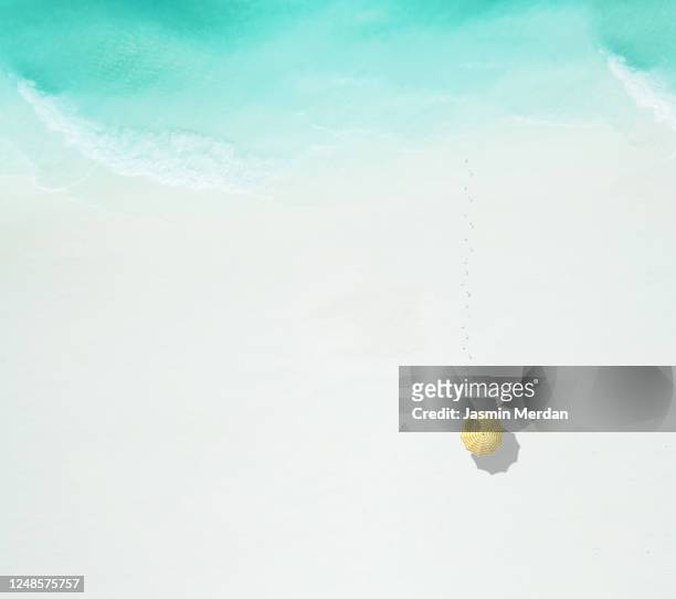 the real social distance ;) - aerial beach view sunbathers stock pictures, royalty-free photos & images