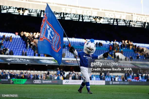 Ipswich Town mascot Bluey during the Sky Bet League One between Ipswich Town and Shrewsbury Town at Portman Road on March 18, 2023 in Ipswich, United...