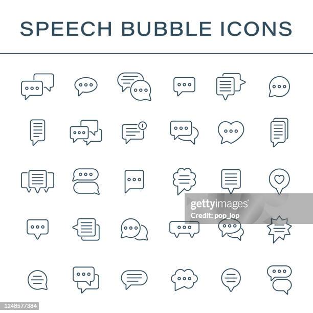 speech bubble icon set - vector illustration - thin white box stock illustrations