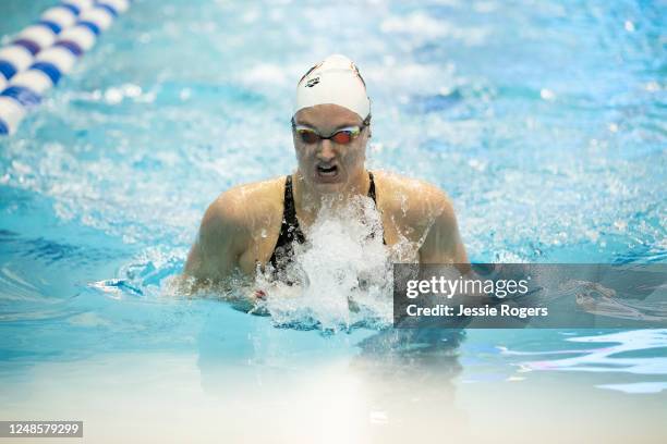 Zoie Hartman during the Division I Womens Swimming & Diving Championships held at the Allan Jones Aquatic Center on March 18, 2023 in Knoxville,...