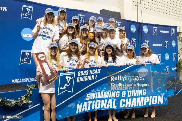 University of Virginia celebrates winning the National Championship during the Division I Womens Swimming & Diving Championships held at the Allan...