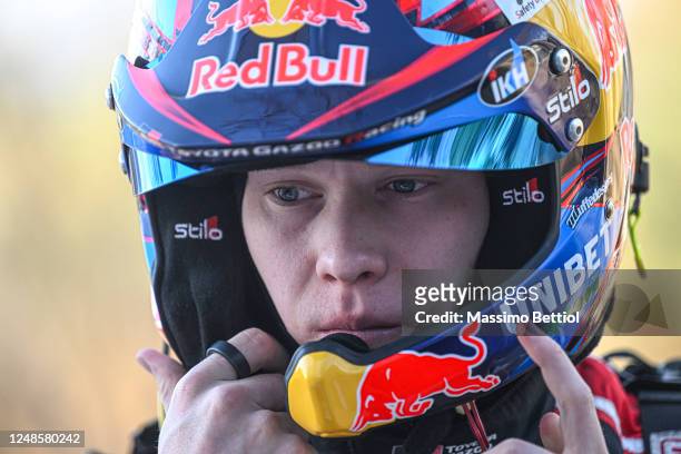 Kalle Rovanpera of Finland before the special stage 18 Las Dunas during Day Three of the FIA World Rally Championship Mexico on March 18, 2023 in...