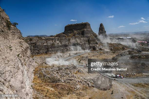 Sebastien Ogier of France and Vincent Landais of France are competing with their Toyota Gazoo Racing WRT Toyota GR Yaris Rally1 Hybrid during Day...