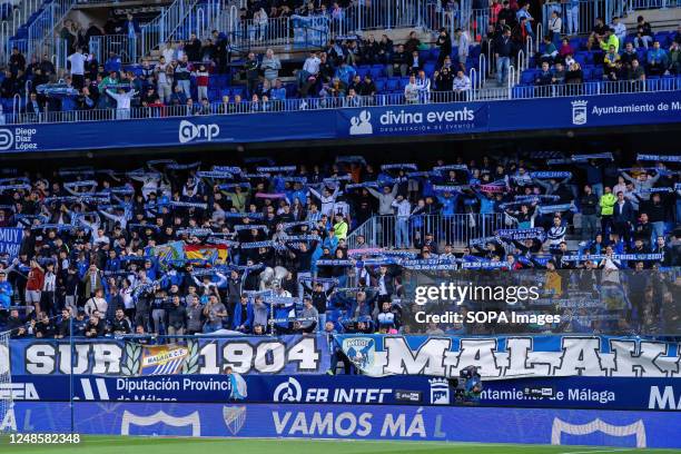 Malaga CF fans seen during the LaLiga Smartbank match between Malaga CF and Levante UD at La Rosaleda Stadium. Final Score: Malaga CF 0-0 Levante UD.