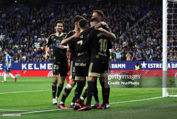 Iago Aspas goal celebration during the match between RCD Espanyol and Real Club Celta de Vigo, corresponding to the week 26 of the Liga Santander,...