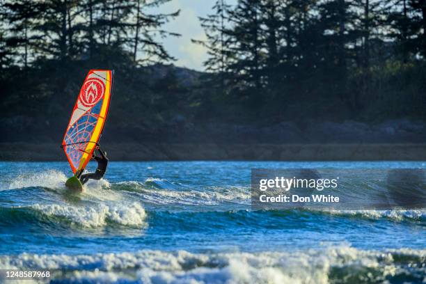 vancouver island british columbia - windsurfing stock pictures, royalty-free photos & images